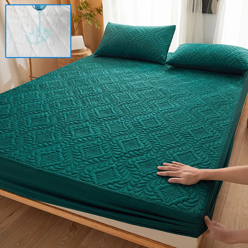 Waterproof Quilted Mattress Protector - Breathable Cover, Anti-Mite & Anti-Bacterial Fitted Bed Sheet ( No Pillowcase )