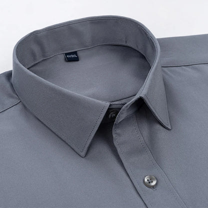 Men's Solid Color Long Sleeve Shirt - Slim Fit Formal Business Casual Dress Shirt