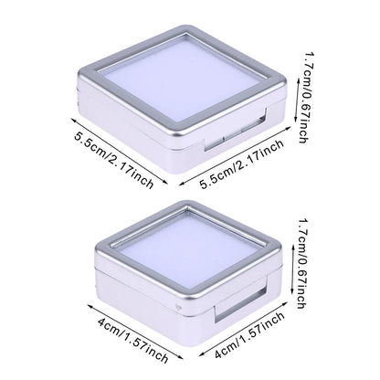 Transparent Glass Lid Gem Storage Box – Jewelry Display Case for Diamonds, Gemstones & Pendants Holder Container