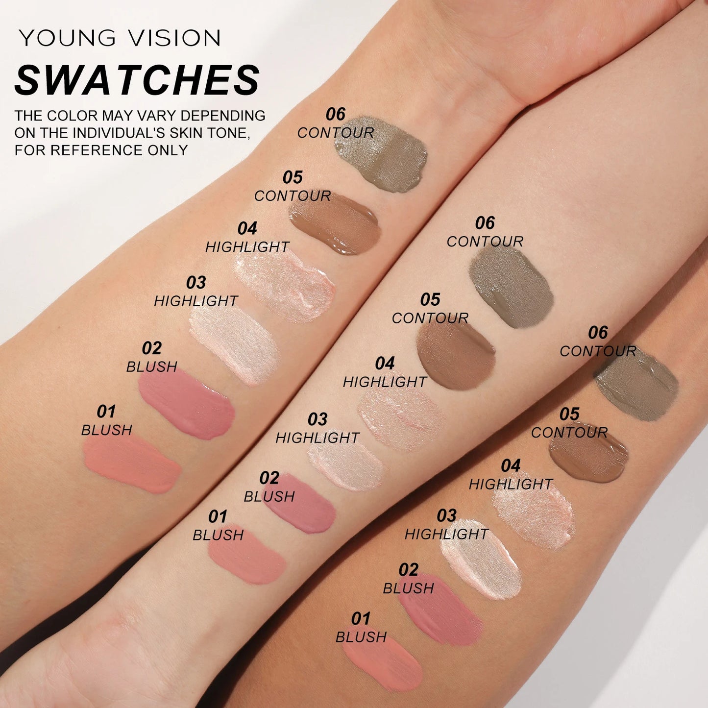 YOUNG VISION Air Cushion Powder Blusher - High Gloss Stick Rouge Makeup Liquid, 6 Color Options