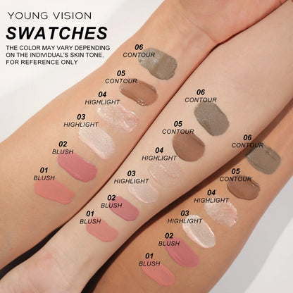 YOUNG VISION Air Cushion Powder Blusher - High Gloss Stick Rouge Makeup Liquid, 6 Color Options