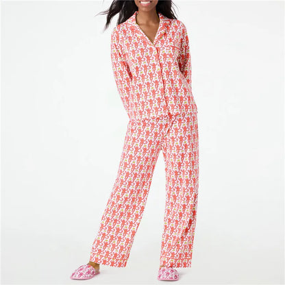 Roller Rabbit Monkey Pajamas Set – Cute Y2K Long Sleeve 2-Piece Loungewear & PJ Pants for Women