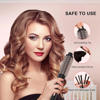 5 in 1 Hair Curler Wand Set with Curling Brush – 0.35” to 1.25” Curling Iron, Heat Resistant Glove & Hair Clips