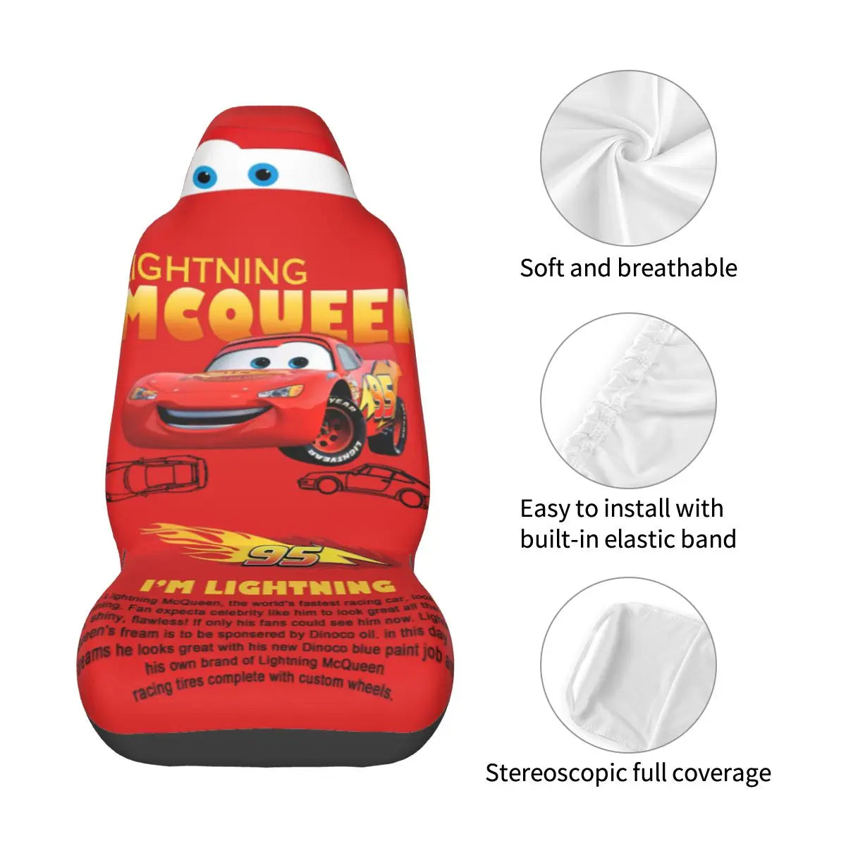Sally Lightning McQueen 95 Car Seat Cover – Durable 1-Piece Universal Fit for Trucks, Cars & Sedans