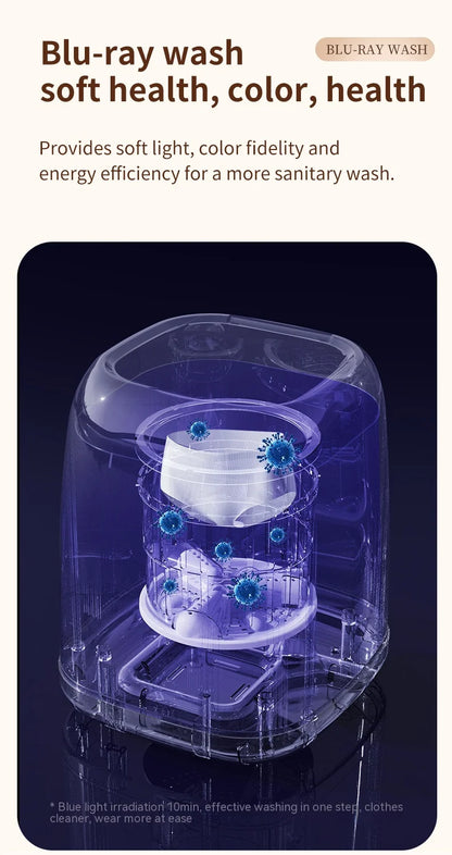 Small Fully Automatic Washing Machine – Mini Washer with Spin Dryer for Underwear & Children's Clothes, 220V