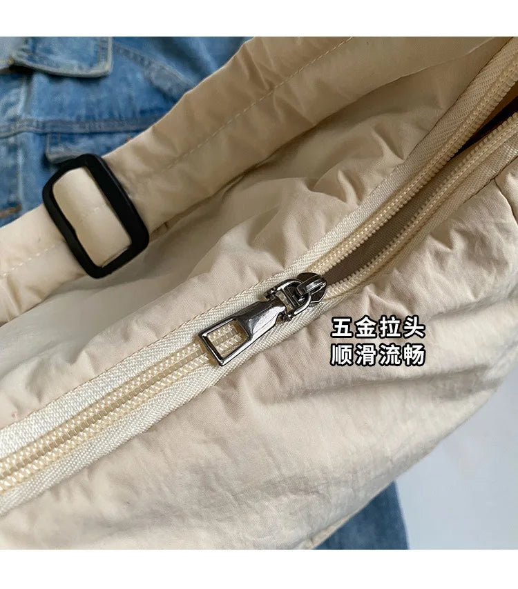 2025 Trendy Women's Soft Cloth Shoulder Bag – Solid Color, Y2K Casual Style, Crossbody Handbag for Students