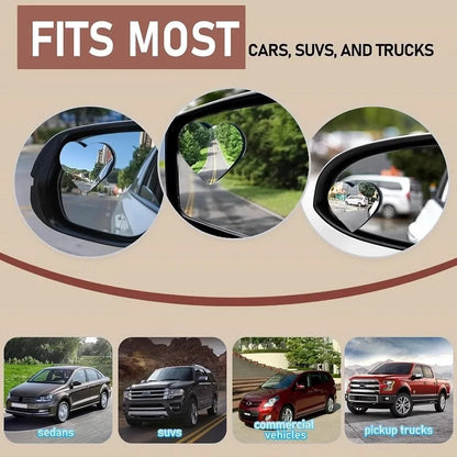 Heart-Shaped Car Rearview Mirrors - 2-Piece HD Wide-Angle Convex Auxiliary Side Mirrors