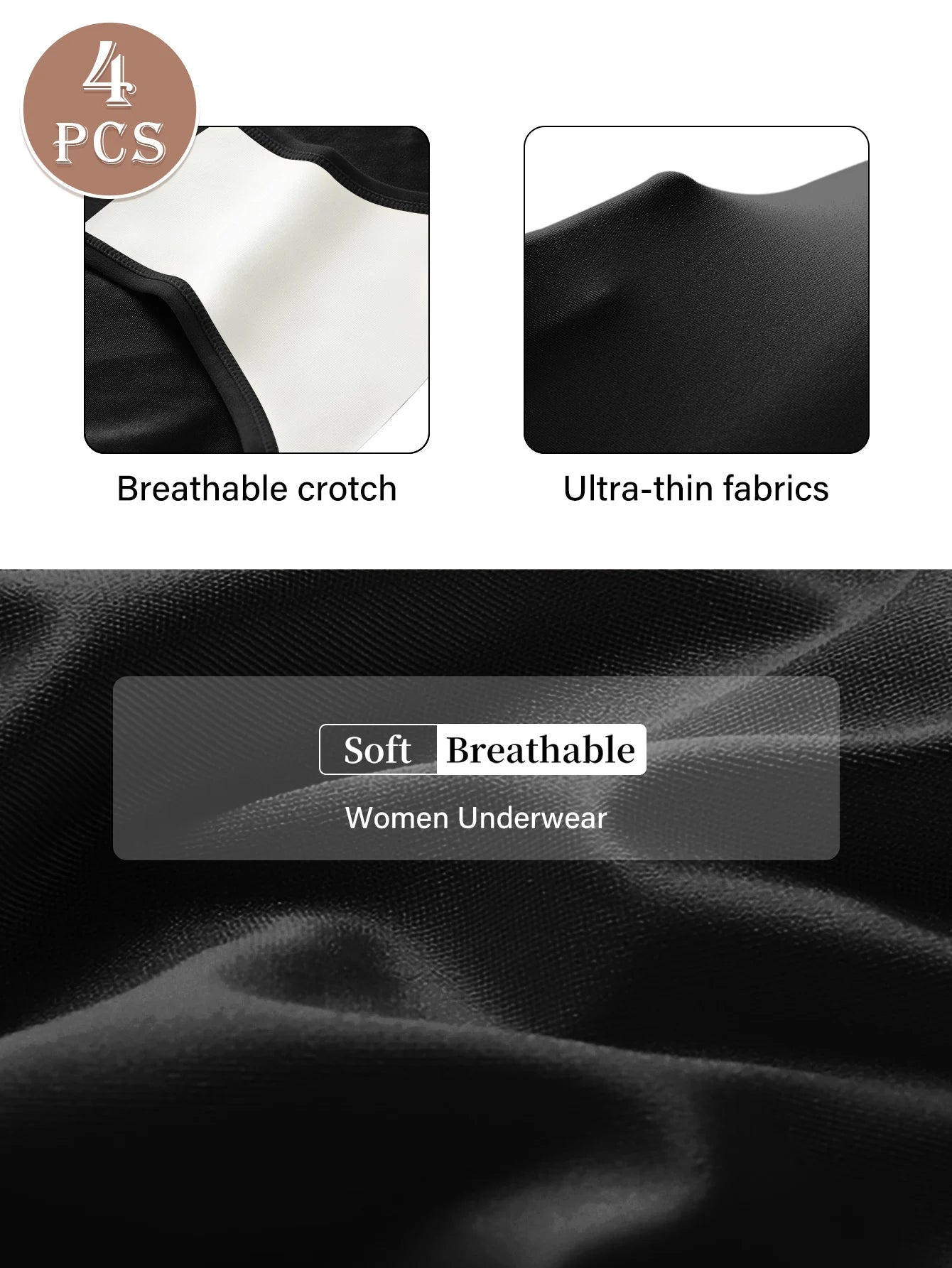 4-Pack Elegant High Waisted Women’s Shaping Underwear – Solid Color Close-Fit Comfort Panties
