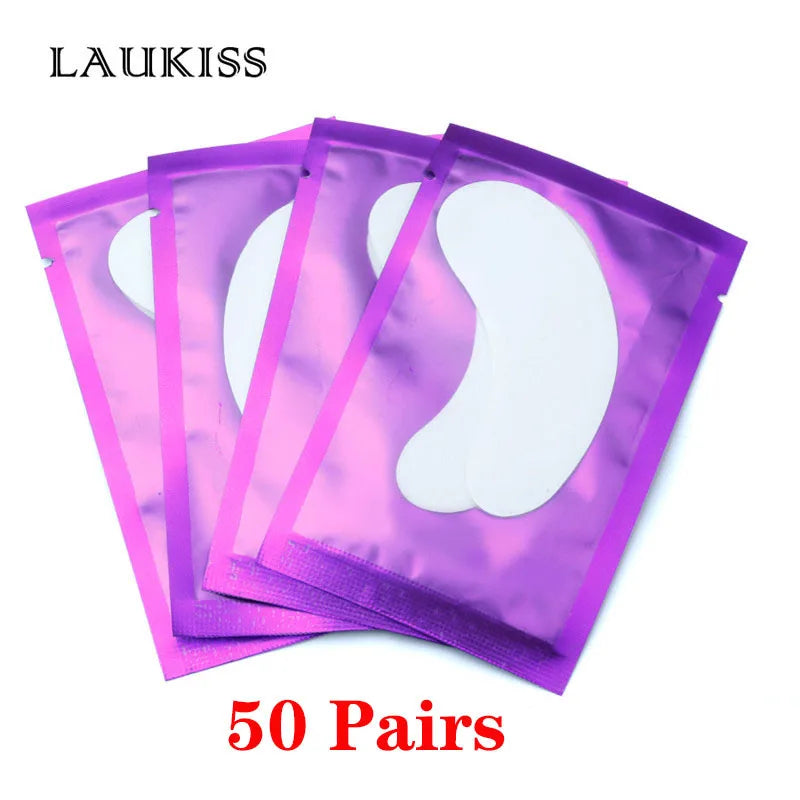 25/50/100 Pairs Hydrogel Eye Patches | Lint-Free Under Eyelash Pads for False Eyelash Application | LAUKISS Paper Stickers