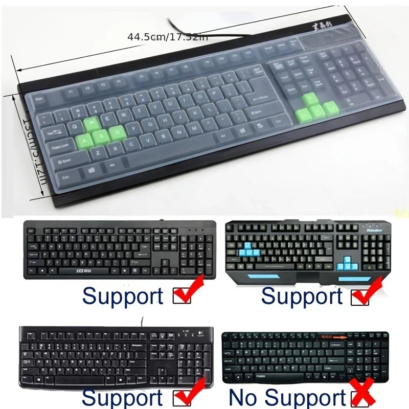 Universal Silicone Keyboard Protector - Transparent Desktop PC Keyboard Cover Film Skin with Dust & Spill Protection