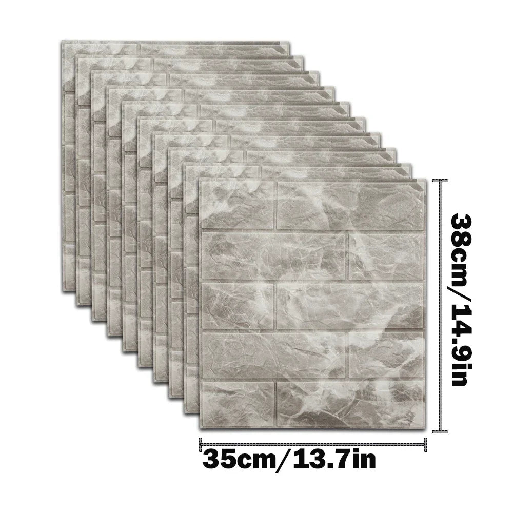 10pcs 3D Foam Wall Stickers – Self-Adhesive Waterproof Peel-and-Stick Brick Wallpaper for Interior Decoration