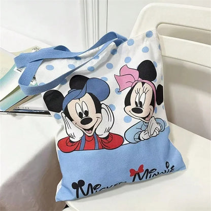 Lightweight Disney Mickey & Minnie Canvas Tote Bag – Large Capacity Durable Shoulder Bag for School, Work & Everyday Use
