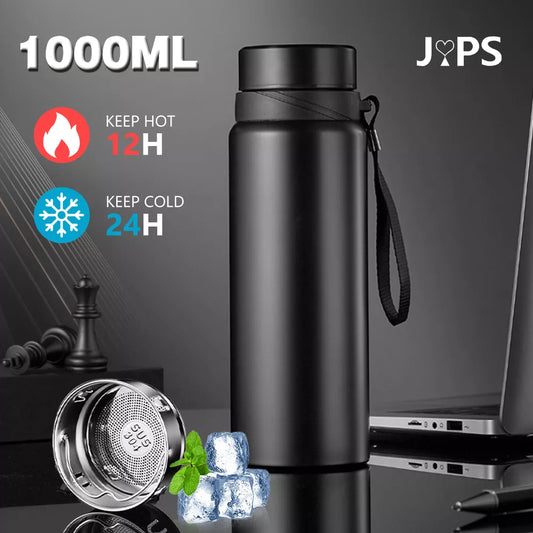 1L Thermal Water Bottle - Vacuum Insulated Stainless Steel Thermos for Hot and Cold Beverages, Ideal for Water, Tea, and Coffee