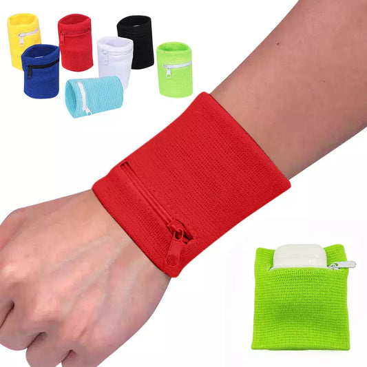 Zippered Wrist Purse Bag - Running, Travel, and Bike Safe Sports Bag for Gym and Wallet Storage - Wrist Support Included (1 Pcs)