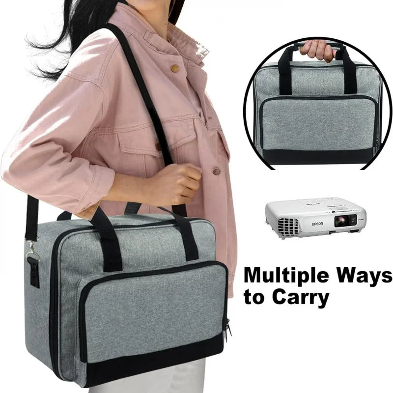 Universal Projector Storage Bag – Thickened Travel Case Handbag for Epson, BenQ & ViewSonic, Grey