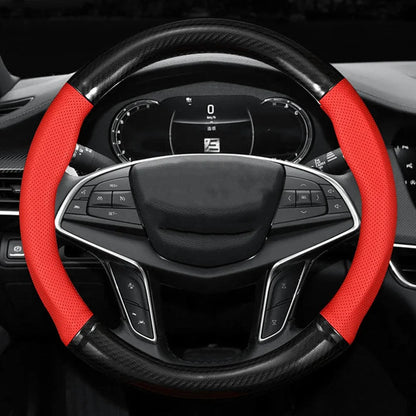 Universal Car Steering Wheel Cover — Carbon Fiber Leather, 3D Anti-Slip, Simple & Stylish Car Accessory