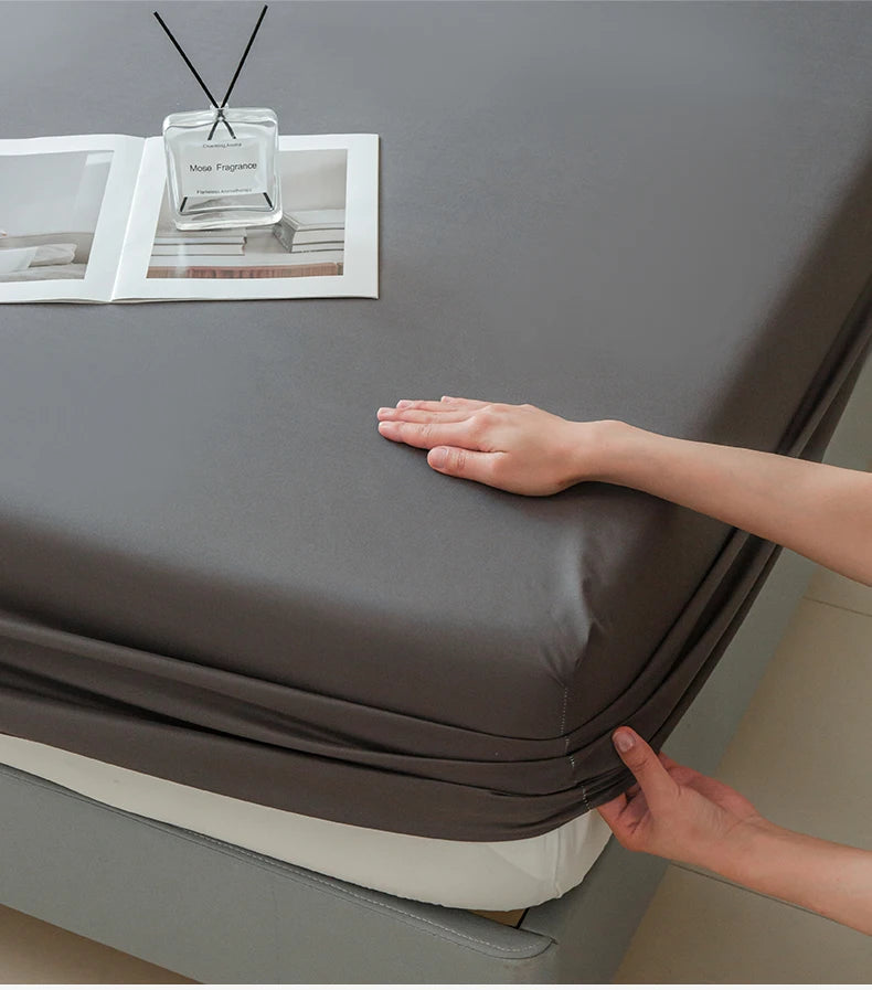Waterproof Fitted Bed Sheet – 360 Elastic Band Mattress Protector for Single, Double, King & Queen Size