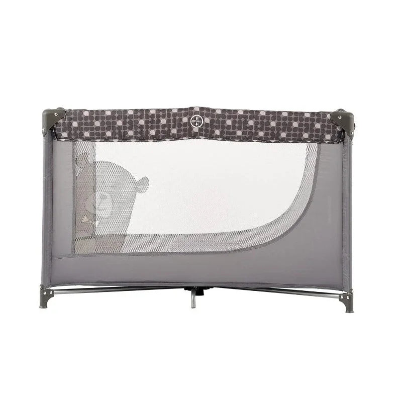 Portable Baby Crib Playpen with Mattress & Carry Bag — Foldable Travel Play Yard, Grey