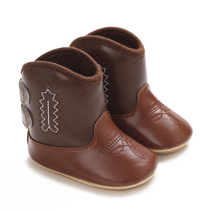 Autumn Embroidered Denim Boots for Newborns – Ethnic Style Soft Soled First Walking Shoes
