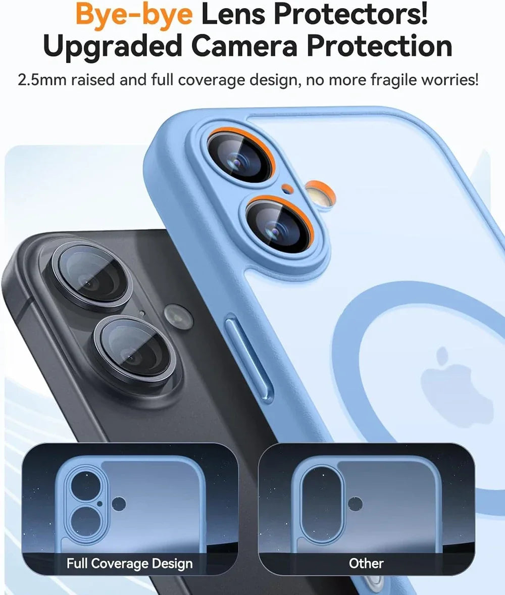Magnetic Matte Translucent Armor Case - Shockproof Magsafe Compatible Cover for iPhone 17 16 15 14 13 12 11 Pro Max Plus