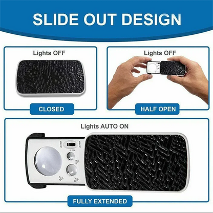 30X-90X LED UV Jewelry Loupe - Portable Triplex Magnifier for Gemology Micro Engraving and Precision Inspection