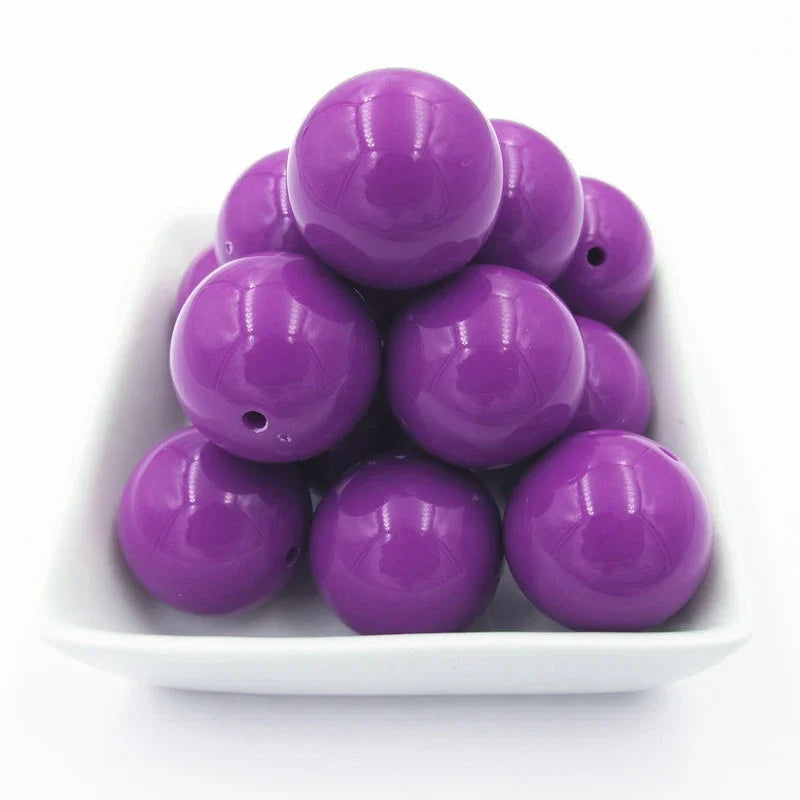 Acrylic Chunky Round Beads - 6mm to 20mm Solid Bubblegum Beads for DIY Handmade Jewelry & Craft Making