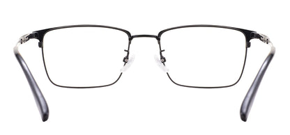 Comfortable Rectangular Men’s Business Glasses – Full Rim Browline Metal Frame for Optical Prescription Lenses