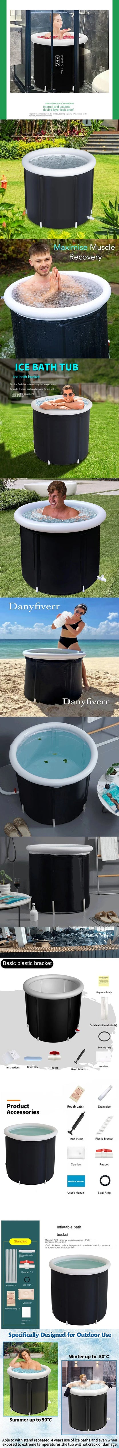 MAYZANEN Portable Collapsible Ice Bath Tub - Large Inflatable Cold Plunge Therapy Bucket for Adults, Outdoor Use