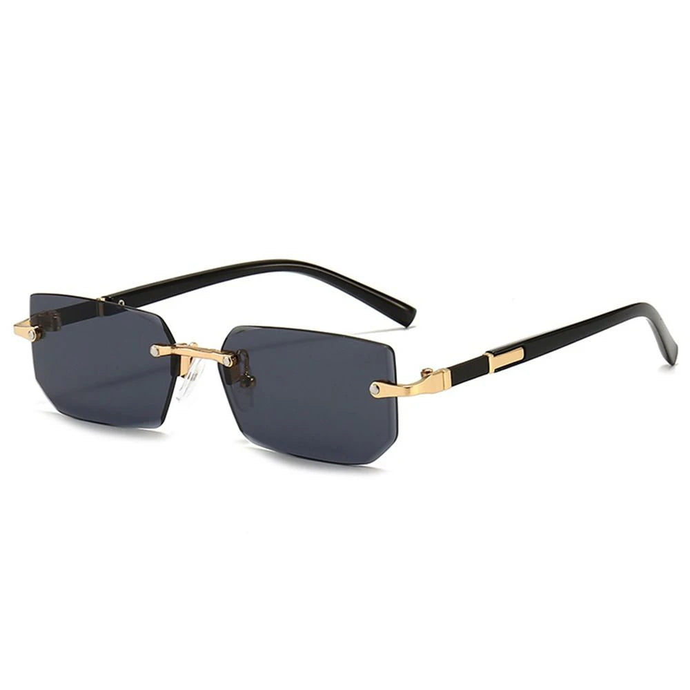 Rimless Rectangle Sunglasses – Fashion Small Square Shades for Men & Women, Summer Travel Eyewear