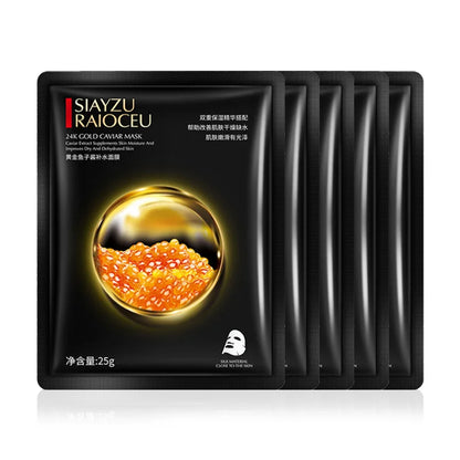 Golden Caviar Facial Mask Sheets – Moisturizing, Oil-Control, Anti-Aging & Anti-Wrinkle Skin Care Treatment