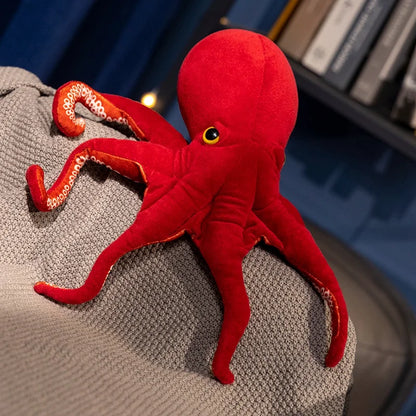 Lifelike Octopus Plush Toy — 40-75cm Red Stuffed Sea Animal Doll for Kids Gifts