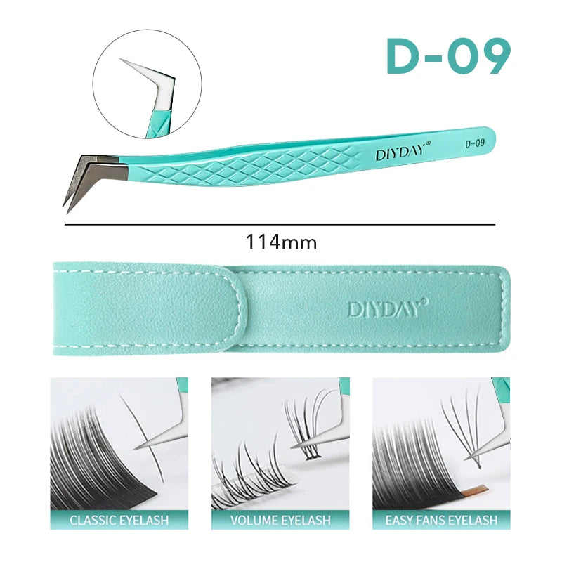 DIYDAY Anti-Slip Tweezers — High-Density Fiber Tip for Eyelash Extensions & Eyebrow Precision Beauty Tools