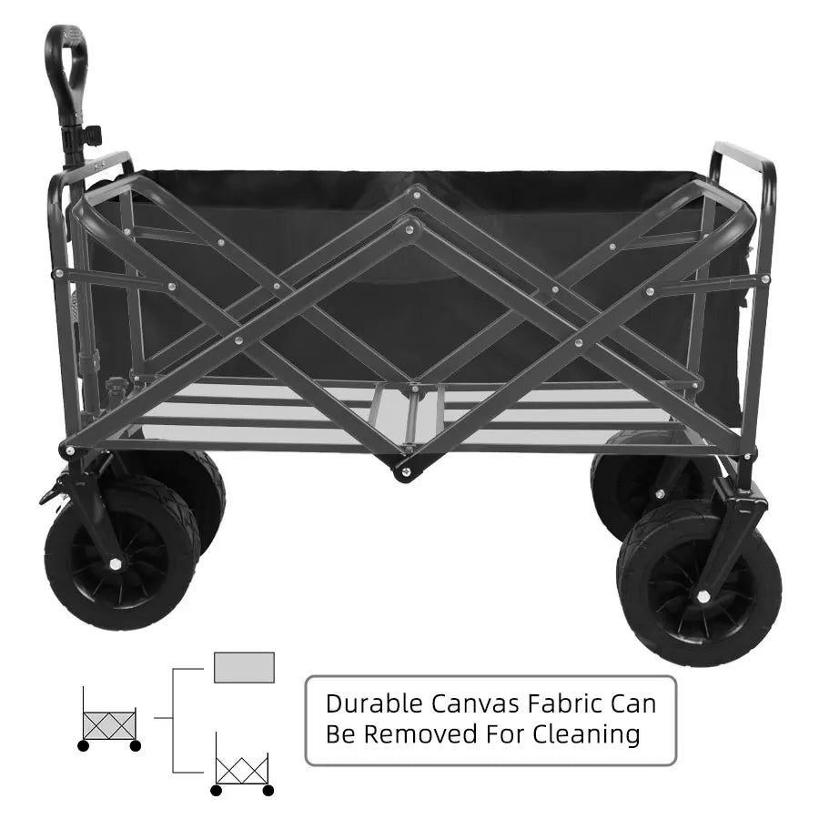 Heavy Duty Collapsible Folding Beach Wagon – Large-Capacity Portable Utility Cart for Garden & Camping