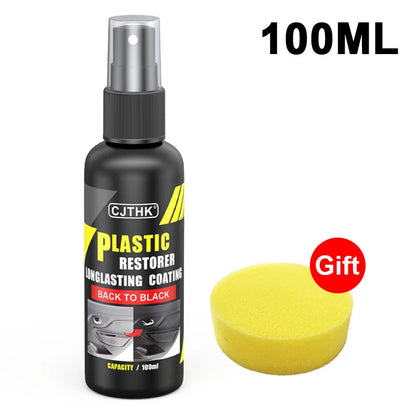 Car Plastic Restorer Coating – Exterior Rubber & Trim Cleaner for Black Shine, Refreshing & Protective Finish