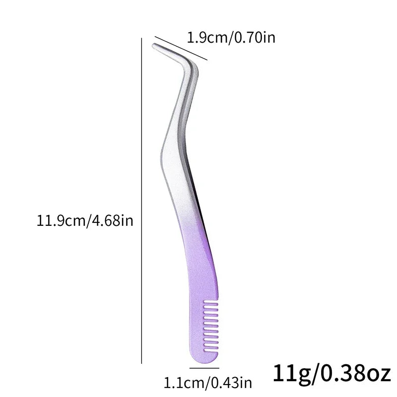 Professional False Eyelash Applicator Tweezers – Precision Lash Extension Clip & Curler Makeup Tool