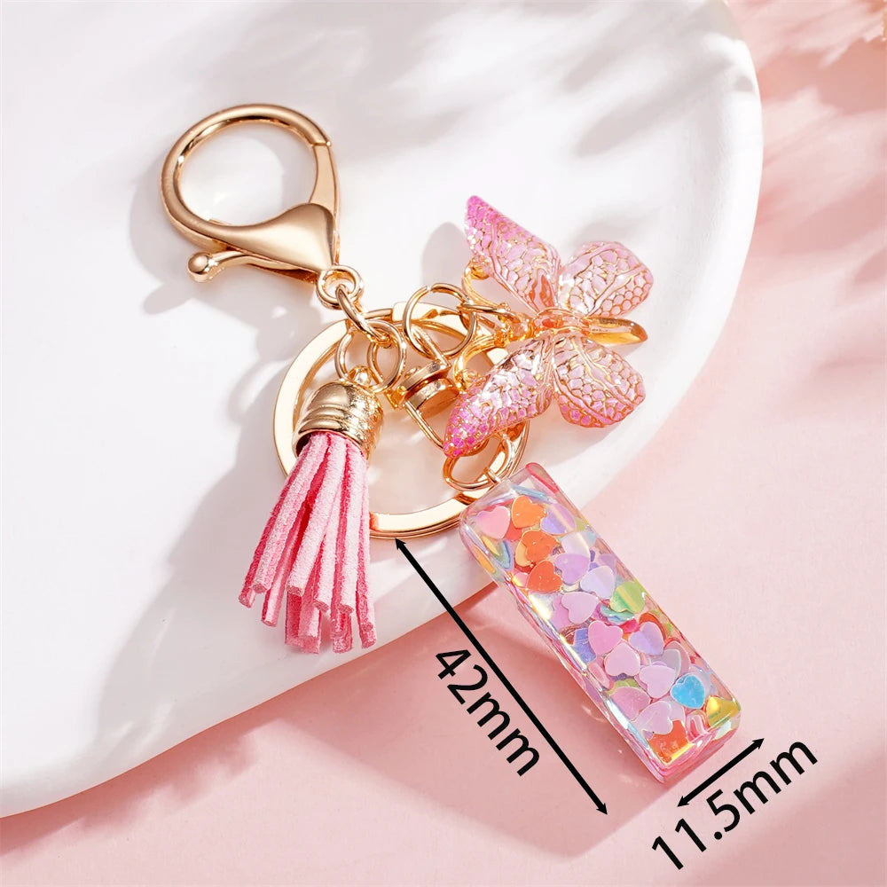 A-Z Letter Pendant Keychain - Tassel Key Ring Charm for Women & DIY Jewelry Making