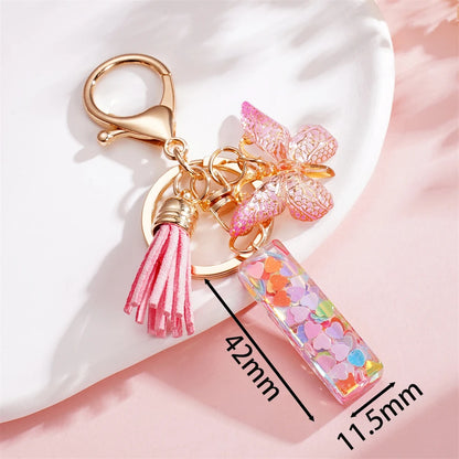 A-Z Letter Pendant Keychain - Tassel Key Ring Charm for Women & DIY Jewelry Making
