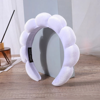 Sponge Headband for Women & Girls - Puffy Hair Band, Bubble Terry Cloth Makeup & Spa Accessory, Retro Hairwear