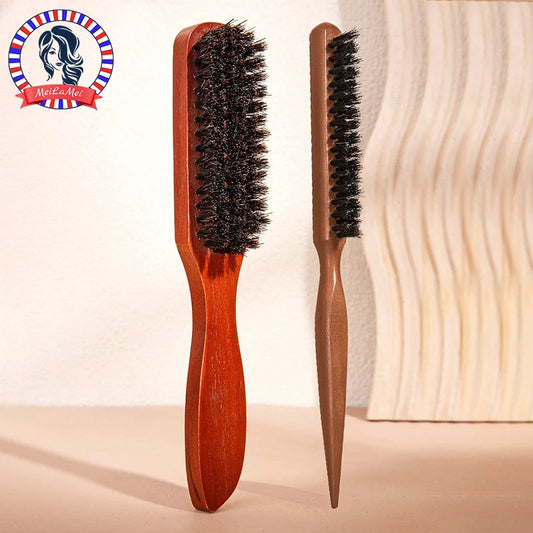 Premium Bristle Hairbrush Set - 2pcs Wooden Handle Scalp Massage Brush For Frizz Control All Hair Types