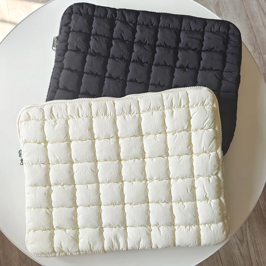 Puffy Quilted Laptop Bag Sleeve 11-15.6 Inch — Protective Notebook Cover for MacBook Air/Pro, iPad, Lenovo, HP