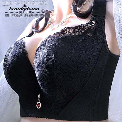 Plus Size Push-Up Bra – Sexy Lace Underwire Full Coverage Lingerie for Curvy Women with Wide Side Wings