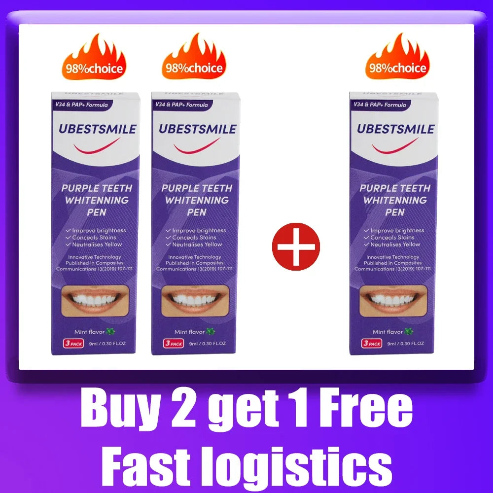 Purple Teeth Whitening Pen - Stain Removal Toothpaste Treatment for a Brighter Smile & Fresh Oral Care