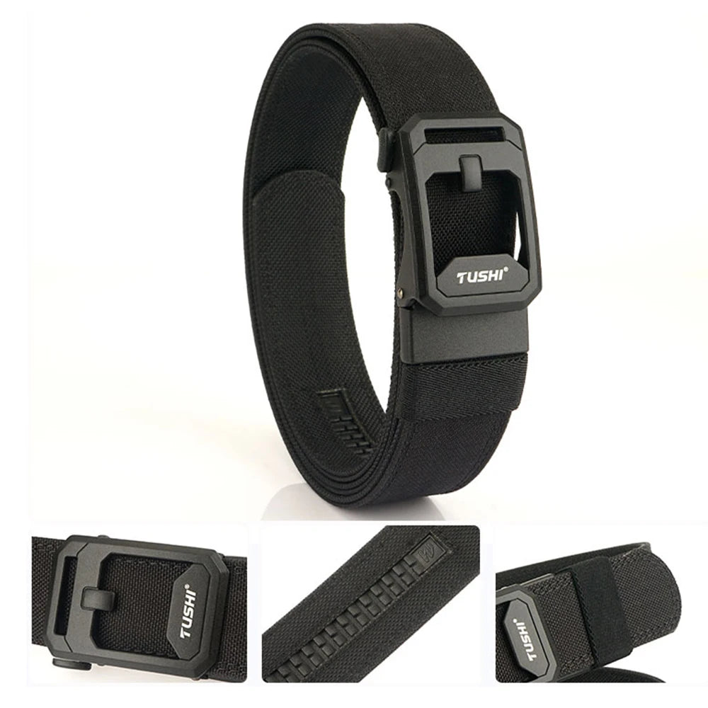 TUSHI Hard Tactical Belt for Men – Sturdy Nylon with Metal Automatic Buckle, Military & Police Duty, Outdoor IPSC Accessories
