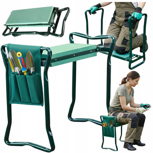 Foldable Garden Kneeling Stool & Tool Kit – Portable Gardening Seat & Kneeling Pad for Outdoor Planting