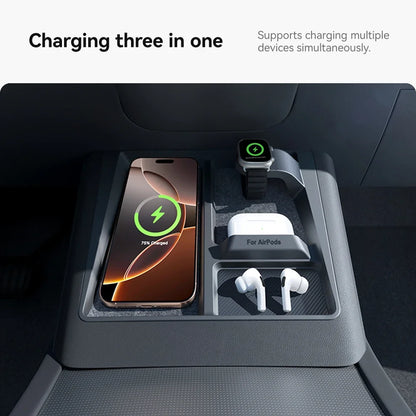 Wireless Charging Protective Frame for Tesla Model 3/Y Highland - Non-Slip Limiter for Phones, Headphones, and Watches