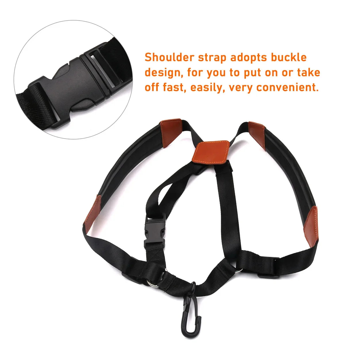 Miwayer Saxophone Strap — Universal Double Shoulder Leather Strap for Alto, Tenor & Soprano Saxophones (Adult & Child)