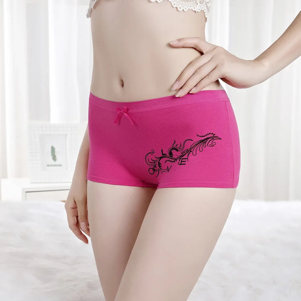 Women’s Cotton Boyshort Underwear - Floral Boxer Style Panties 6 Pack for Ladies & Girls