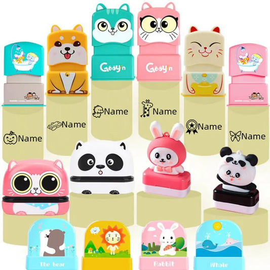 Children's Custom Name Seal Stamp - Kindergarten Clothes Waterproof Name Sticker, Kawaii Montessori Gift for Students