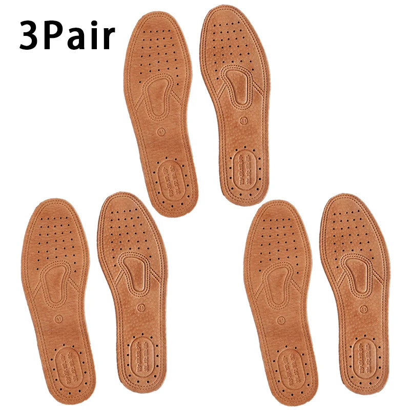 Real Cowhide Leather Insoles – Soft, Breathable, Anti-Slip Shock Absorbing Shoe & Boot Inserts