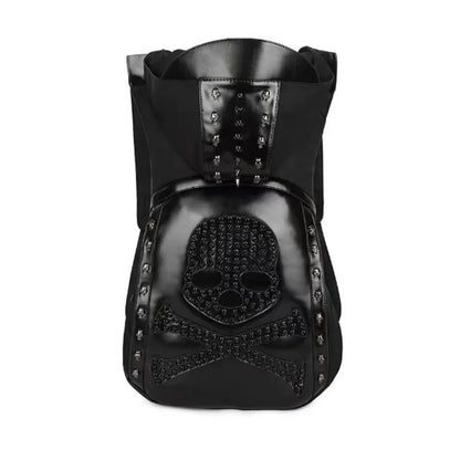 3D Skull Leather Backpack – Rivet Hooded Crossbody Bag with Unique Style